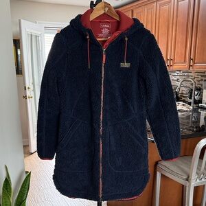 L.L. Bean Black Hooded Fleece Jacket
